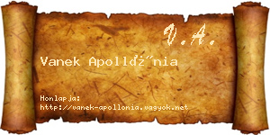 Vanek Apollónia névjegykártya